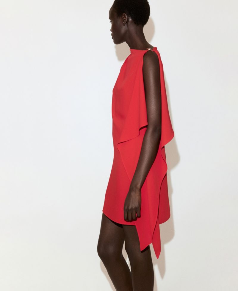 Women's Asymmetrical Neck And Metallic Detail Dress