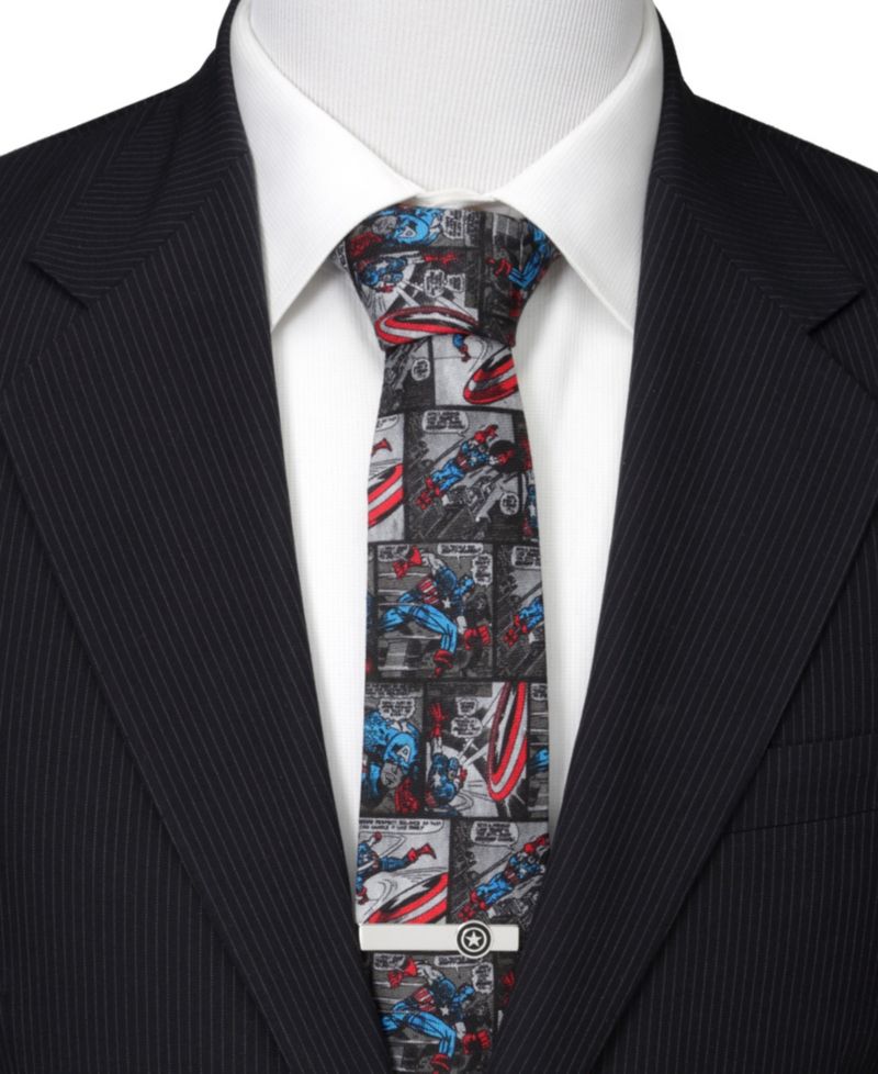 Men's Captain America Comic Tie