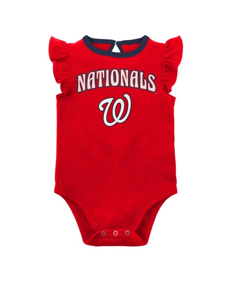 Infant Boys and Girls Red and Heather Gray Washington Nationals Little Fan Two-Pack Bodysuit Set