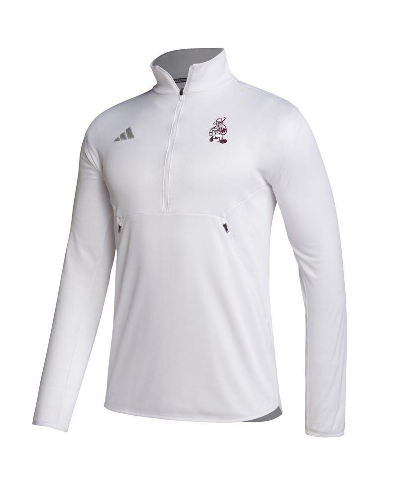 Men's White Texas A&M Aggies Ol' Sarge Sideline Knit Quarter-Zip Pullover Top
