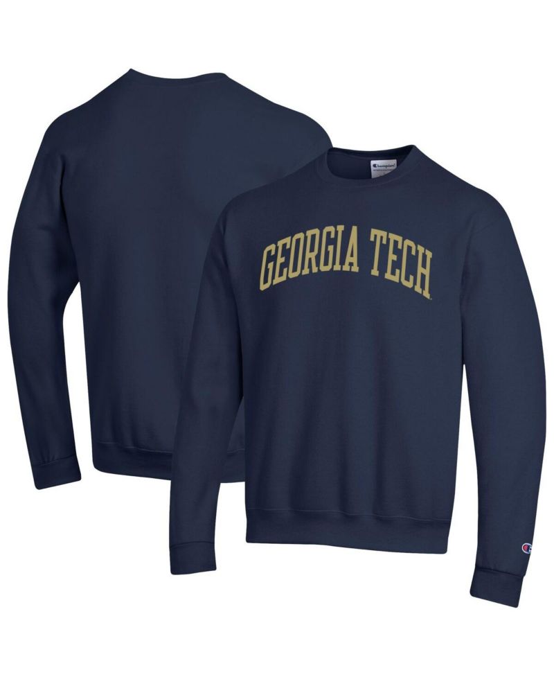 Men's Navy Georgia Tech Yellow Jackets Basic Arch Fleece Pullover Sweatshirt