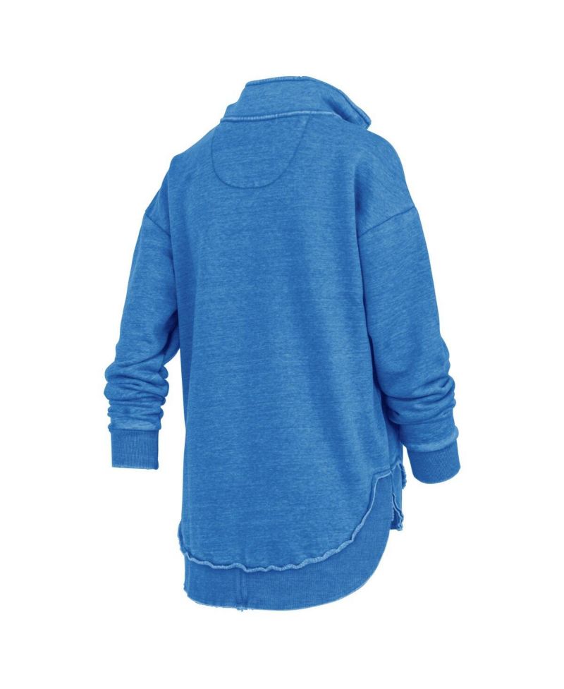 Women's Royal Kansas Jayhawks Northfork Sojourn Poncho Quarter-Zip Sweatshirt