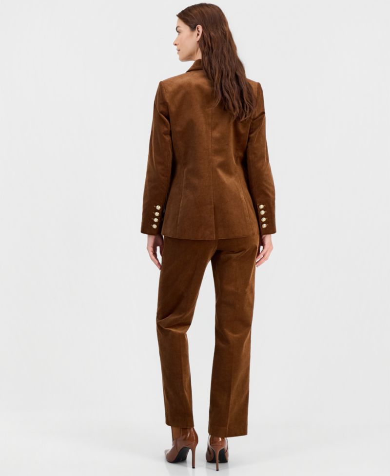 Single-Button Blazer & Corduroy Pants