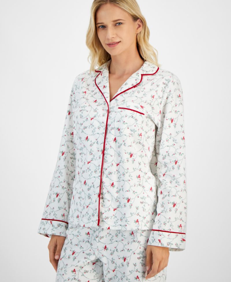 Petite Women's Long-Sleeve Cotton Flannel Packaged Pajama Set
