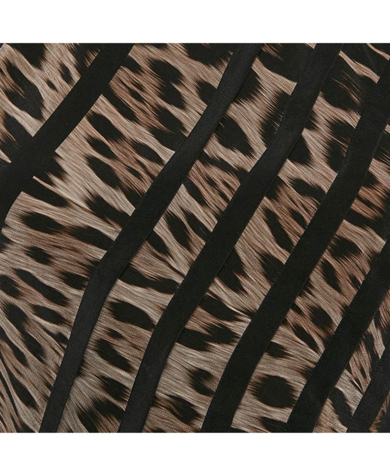 Women's Brown Leopard Print Silk Sleeveless Top