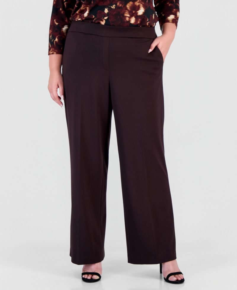 Plus Size Wide-Leg Pull-On Pants