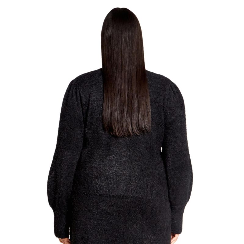 Plus Size Fluffy Button Cardigan