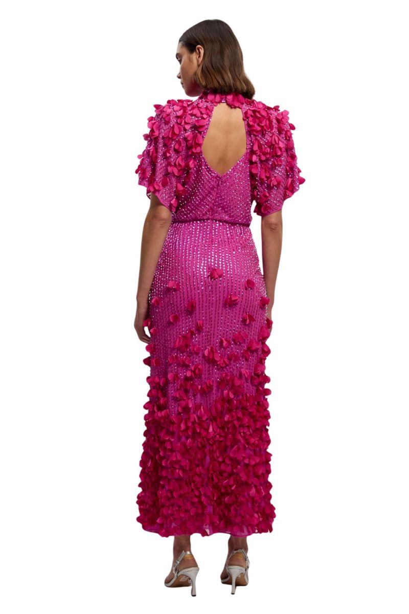 Women's Crystal Applique Angel Sleeve Maxi Dress
