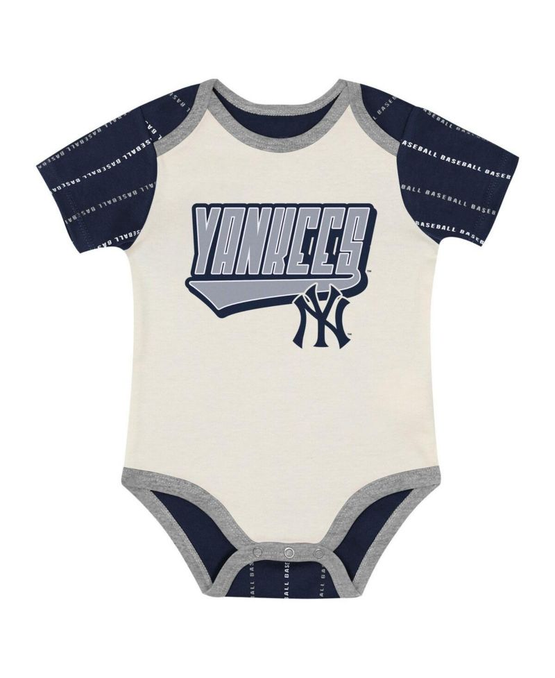 Baby Boys and Girls 2-Piece White/Navy New York Yankees Lead Run Diaper Cover Bodysuit and Shorts Set