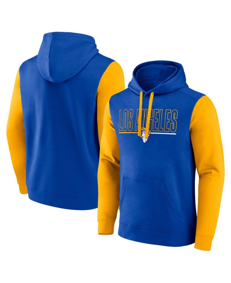 Men's Royal/Gold Los Angeles Rams Outline Pullover Hoodie