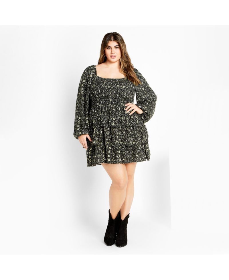 Plus Size Dahlia Print Mini Dress