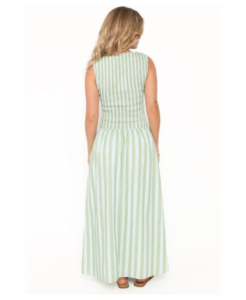 Women's Maleny Smocked Striped Sleeveless Maxi Dress