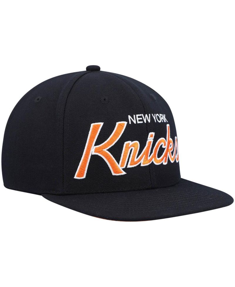 Men's Black New York Knicks Hardwood Classics Script 2.0 Snapback Hat