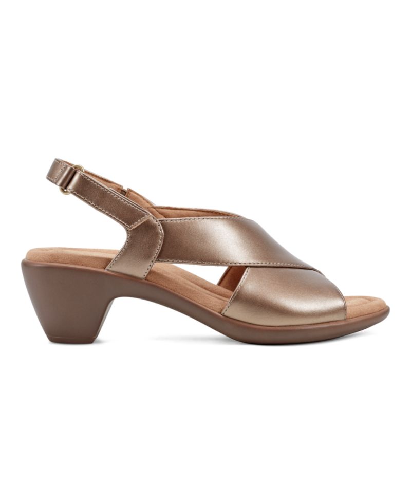 Chantal Crisscross Low Heel Leather Sandals