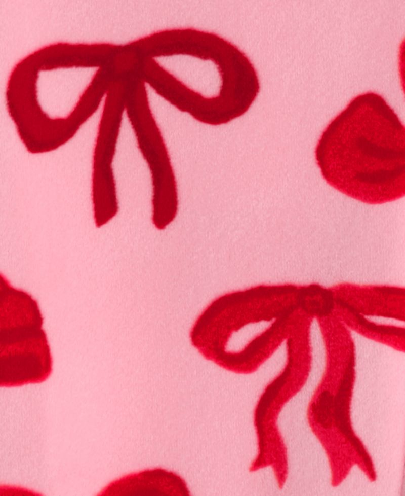 Baby Girls' Bears & Bows 2-Way Zipper Snug Fit DreamPlush Footed Pajamas