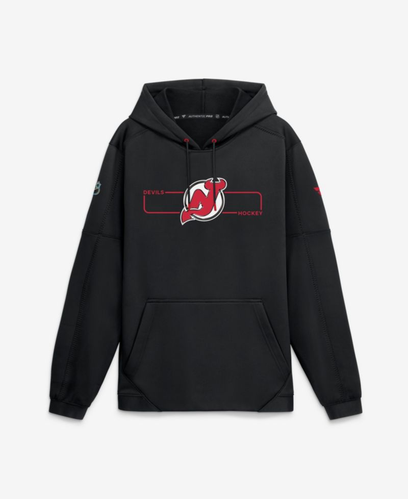 Men's Black New Jersey Devils Authentic Pro Rink Fleece Pullover Hoodie