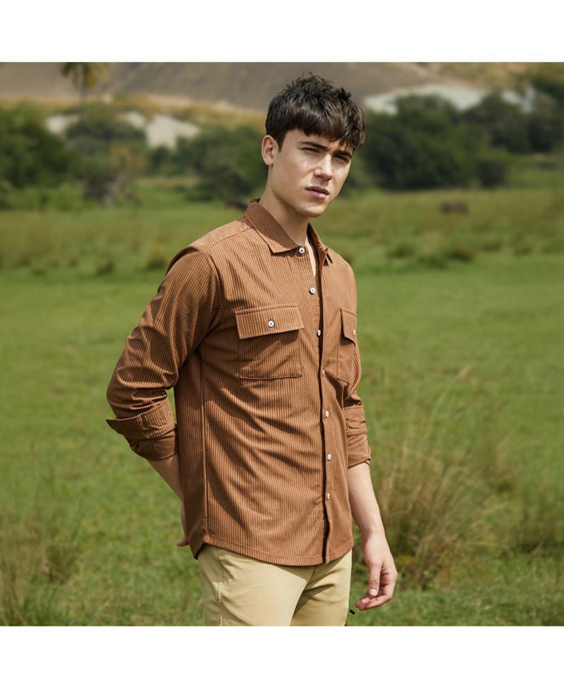 Men's Solid Ribbed Utility Shirt