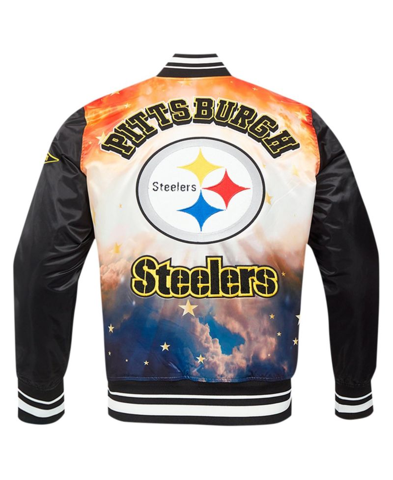 Men's Black Pittsburgh Steelers Sublimated Satin Full-Snap Jacket