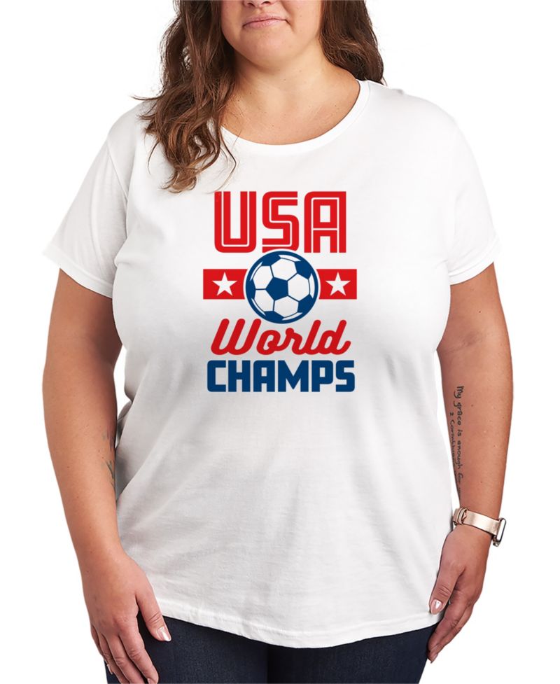 Plus Size USA Soccer World Champs Graphic T-Shirt