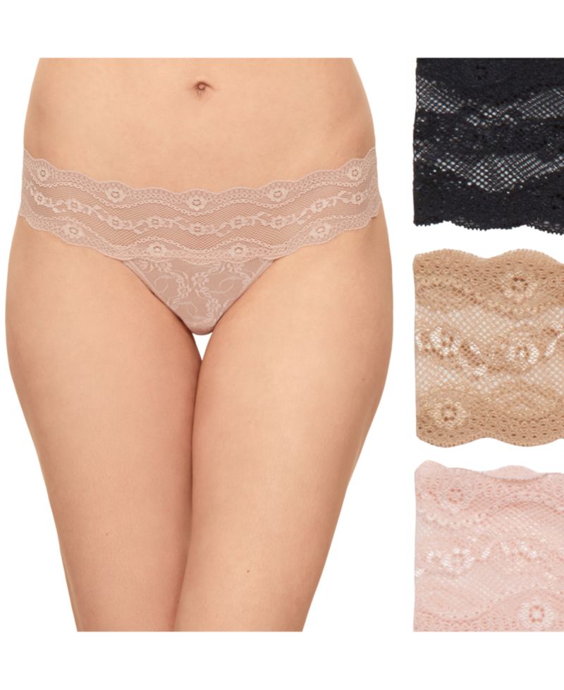 Women's 3-Pk. Lace Kiss Thong Underwear 970582