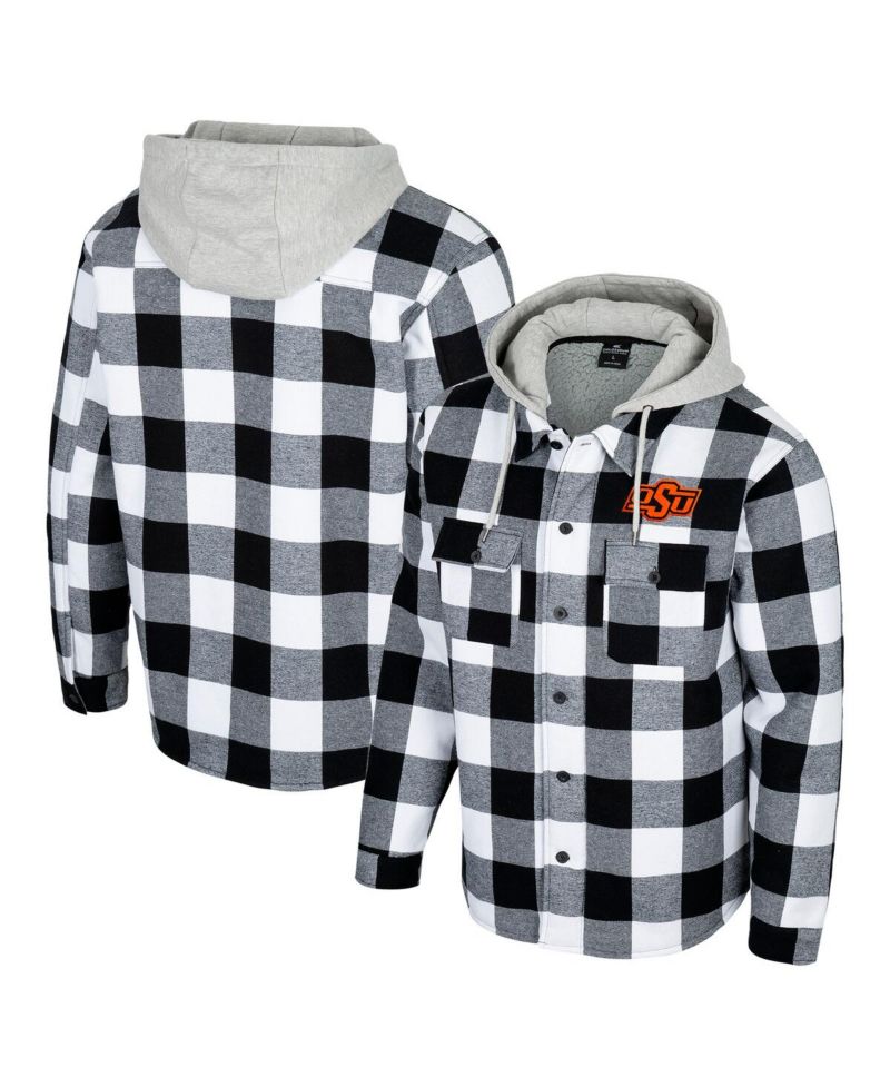 Men's Black/White Oklahoma State Cowboys Buffalo Plaid Full-Zip Jacket