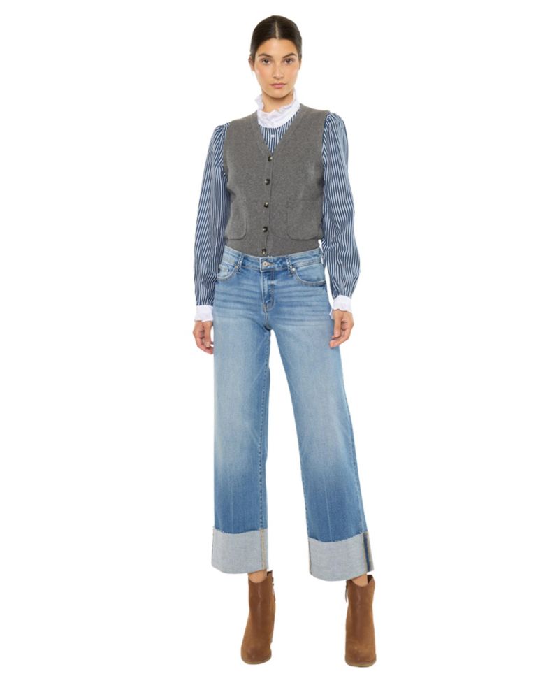 Women's Kenny Mid Rise Crop Wide-Leg Jeans
