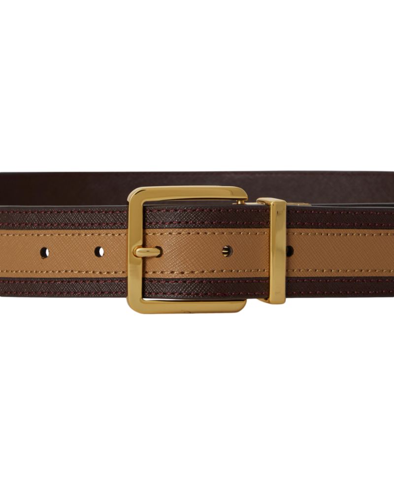 Two-Tone Reversible Crosshatch Leather Belt