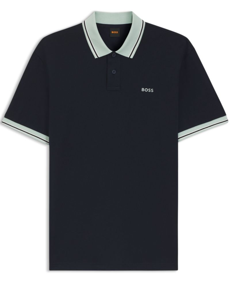 Men's Cotton-Jersey Stripe Trim Polo Shirt