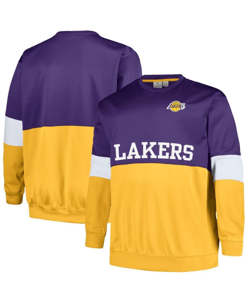 Men's Purple, Gold Los Angeles Lakers Big and Tall Split Pullover Sweatshirt