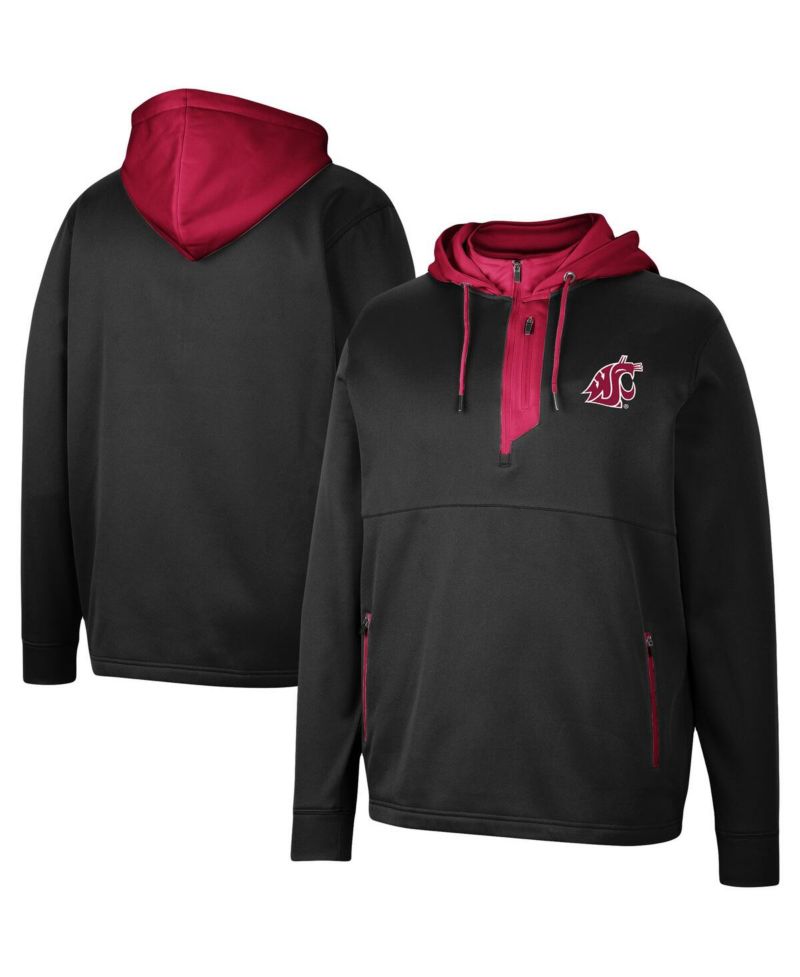 Men's Black Washington State Cougars Luge 3.0 Quarter-Zip Hoodie