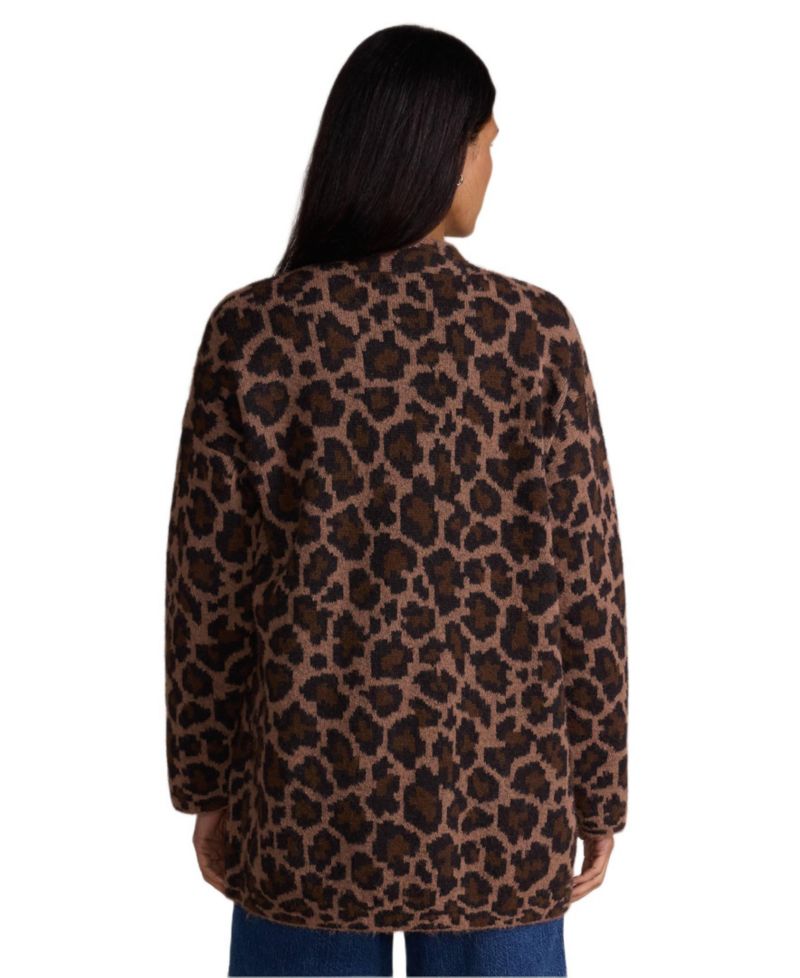Women's Fuzzy Jacquard Cardigan Jacket Sweater
