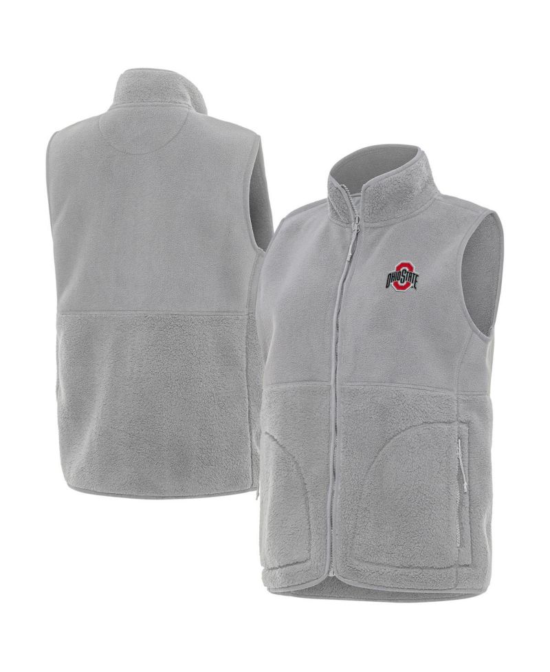 Women's Gray Ohio State Buckeyes Nostalgic Full-Zip Vest
