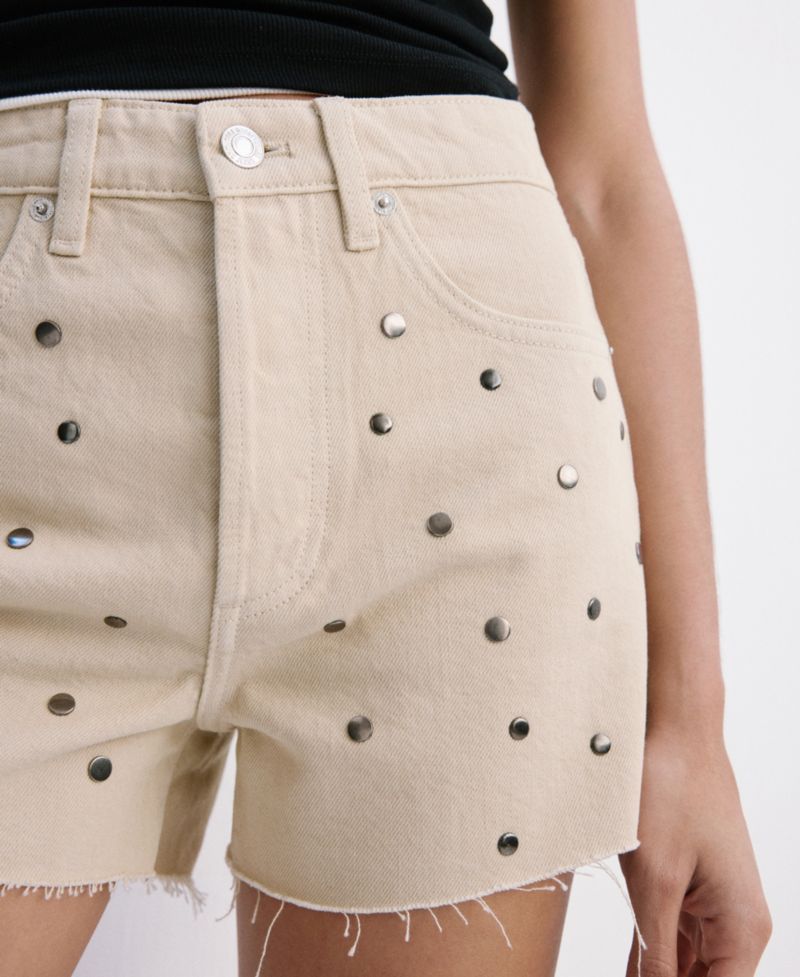 Women's High-Waisted Studded Denim Shorts, 2.95" Inseam