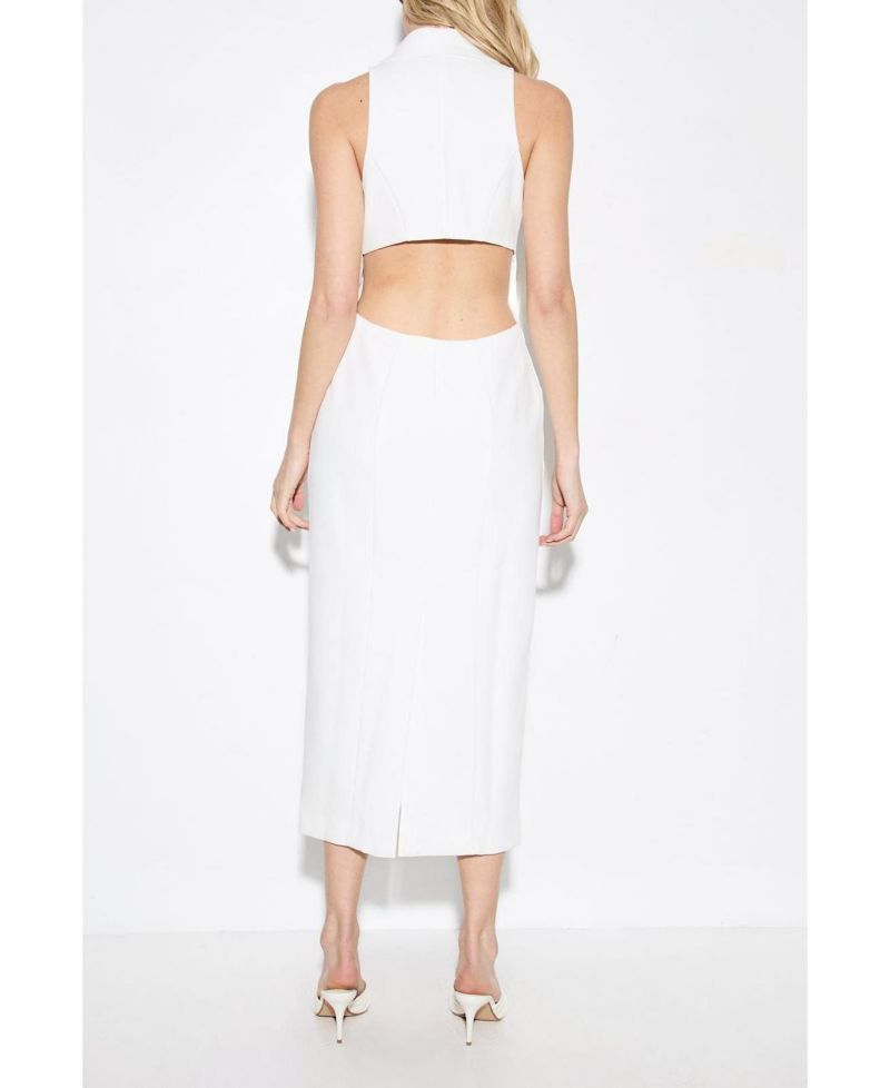 Women's Premium Open Back Waistcoat Midi Dress
