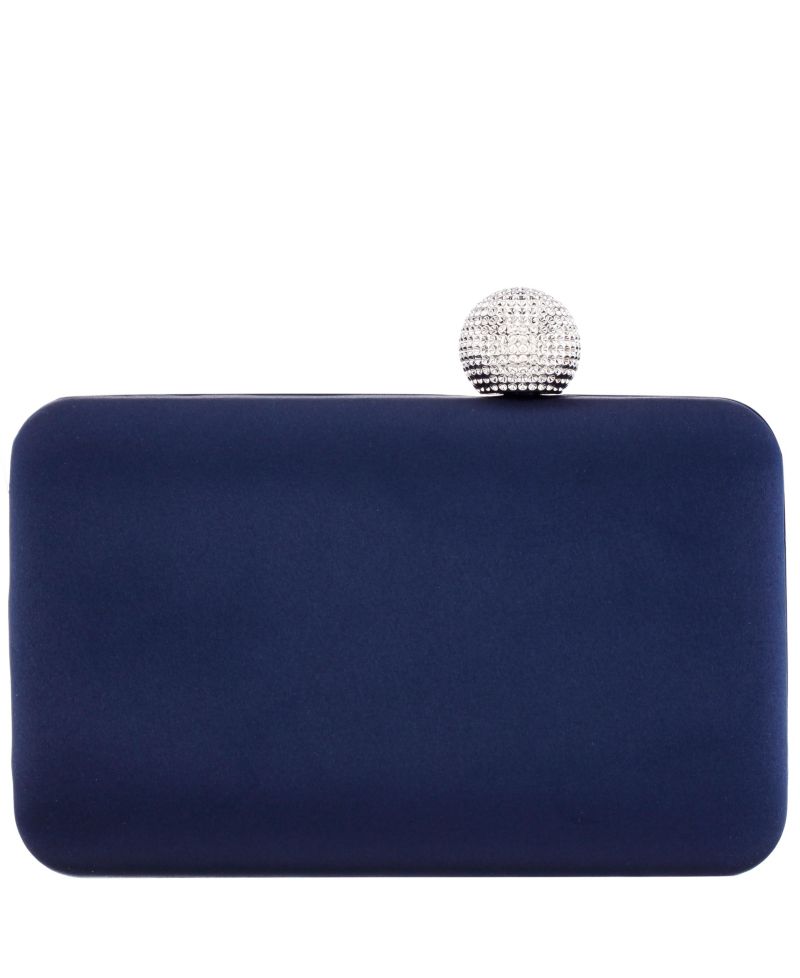 Satin Minaudiere Crystal Clasp Clutch