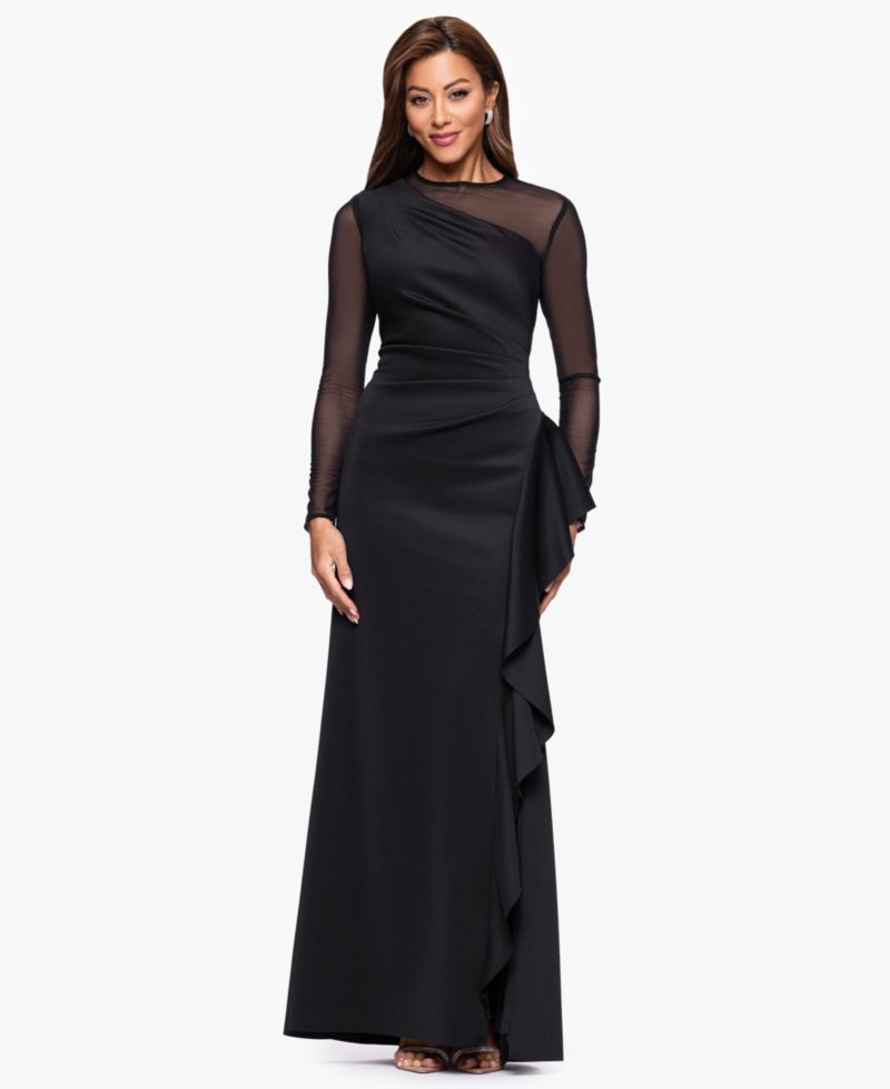 Petite Crew Neck Long Sleeve Dress