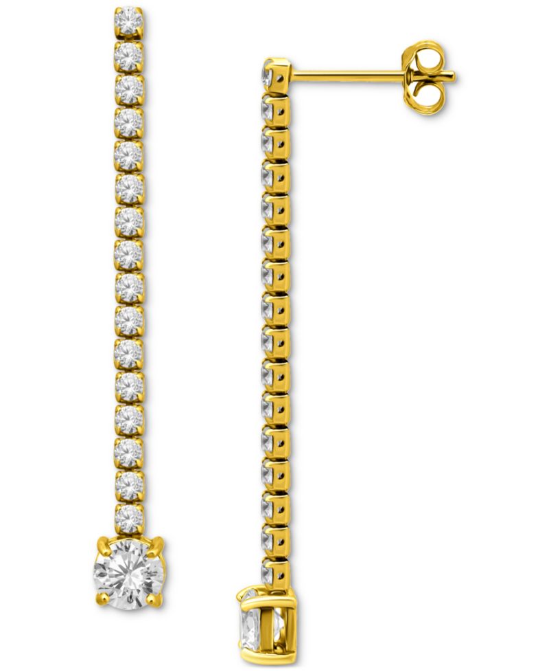 Cubic Zirconia Linear Drop Earrings