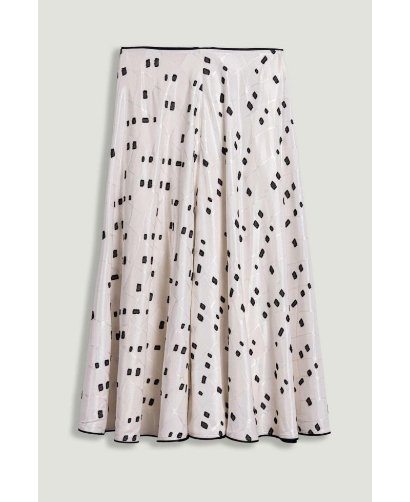 Women's High-Rise Midi Skirt with Print Details