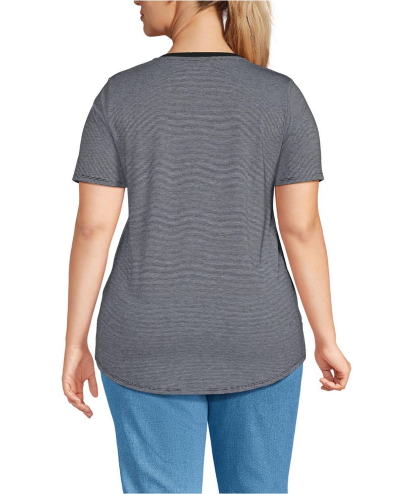 Plus Size Short Sleeve Power Performance Scoop Neck Curved Hem Tunic Tee