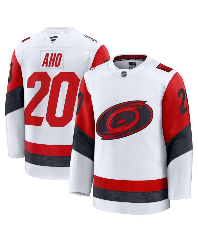 Men's Sebastian Aho White Carolina Hurricanes Away Premium Jersey