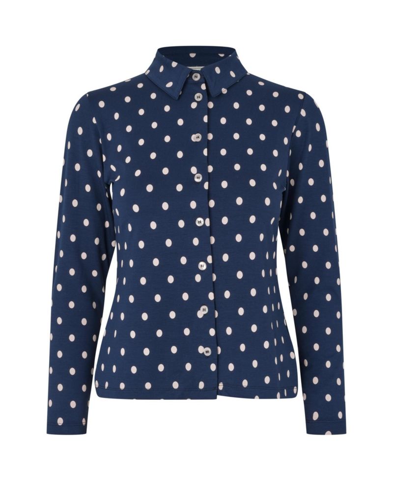 Women's Maiviona Long-Sleeve Collared Polka-Dot Shirt