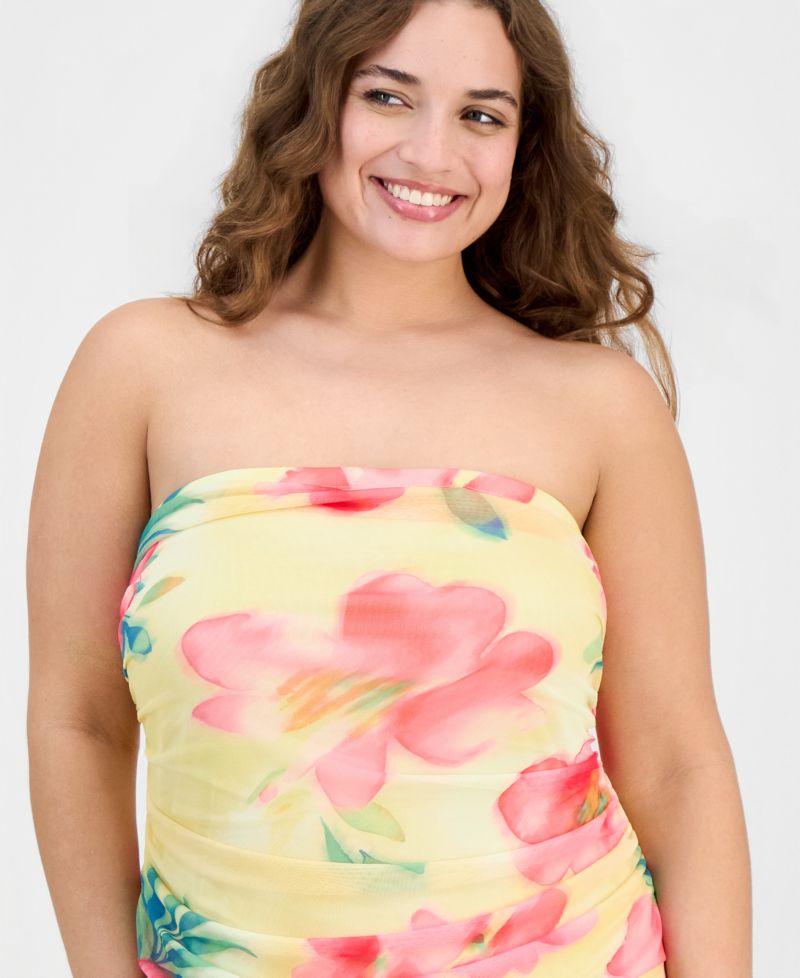 Trendy Plus Size Floral-Print Drop-Waist Mini Dress