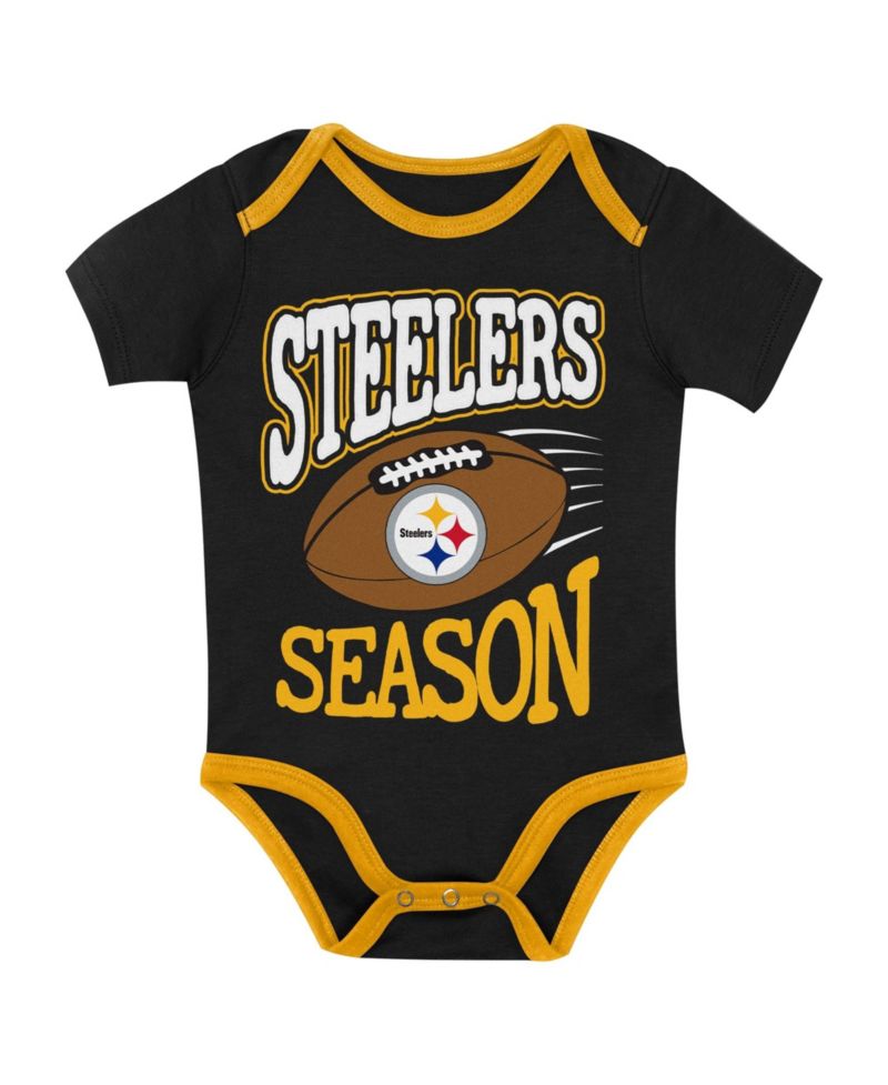 Baby Boys and Girls Pittsburgh Steelers First Round Pick 3-Piece Bodysuit Set