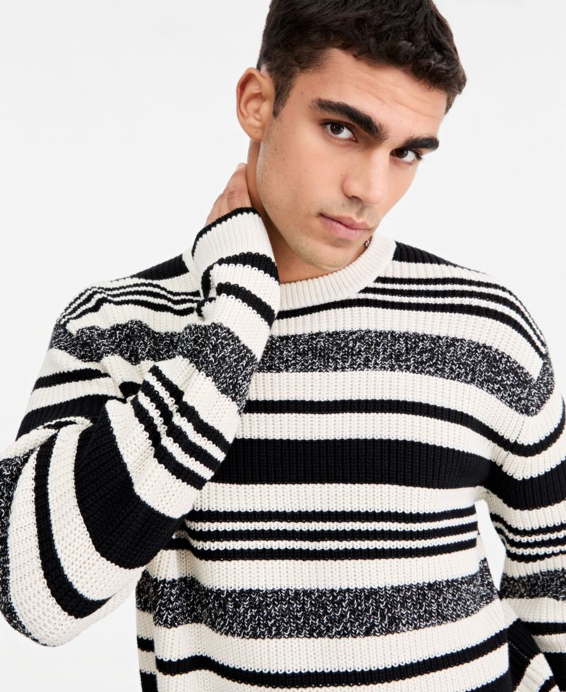 Men's Striped Relaxed-Fit Crewneck Sweater