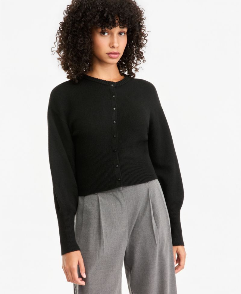 Women's Sculpted Crewneck Long-Sleeve Cardigan