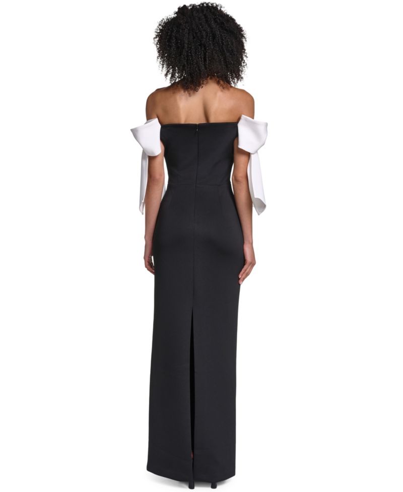 Women's Strapless Colorblock Scuba Gown Dress