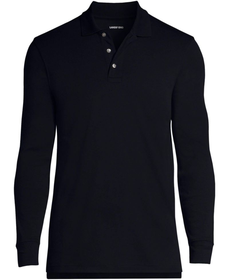Men's School Uniform Long Sleeve Interlock Polo Shirt