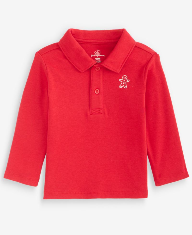 Baby Boys' 3M-24M Mix & Match Long-Sleeve Gingerbread Polo T-Shirt