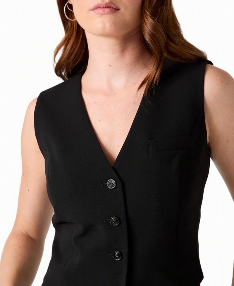 Women's Theoline Perfect Plunging V-Neck Tailored Button-Front Sleeveless Vest