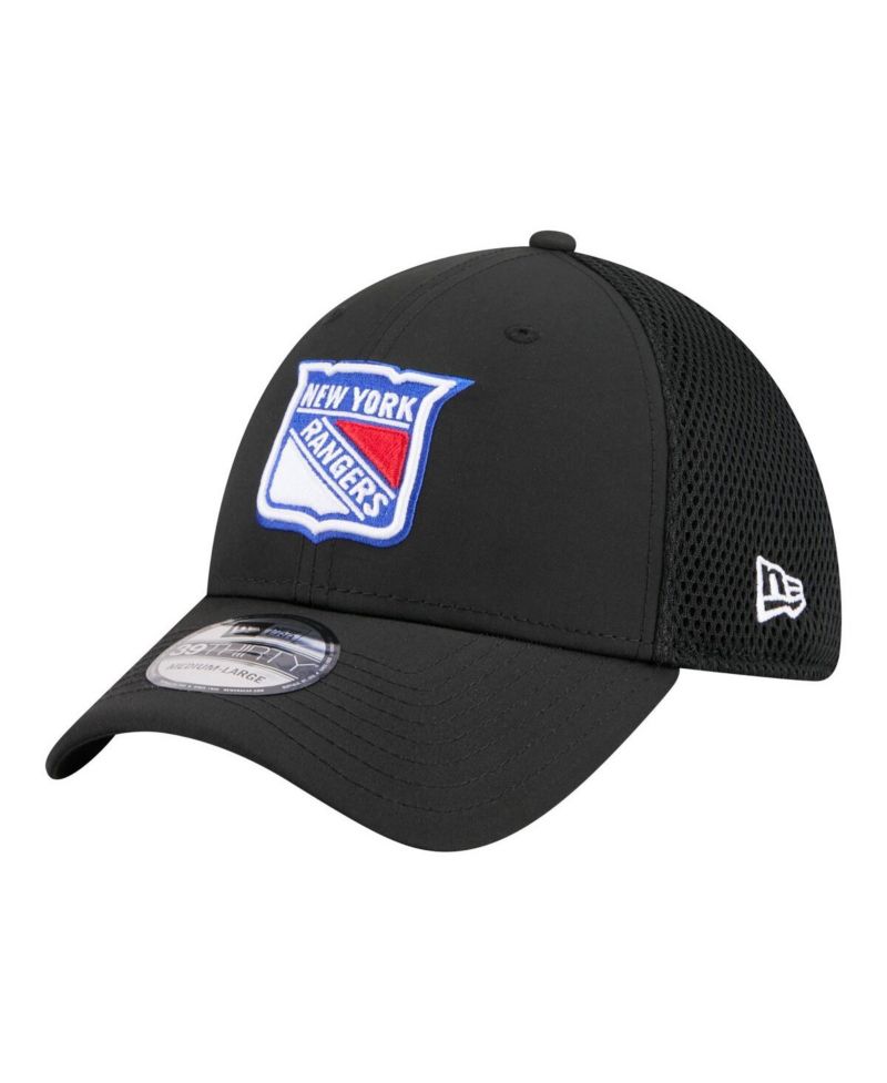 Men's Black New York Rangers Logo 39THIRTY Flex Hat